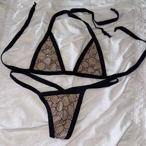 Hand made Gucci Monogram Triangle Two-Piece in Beige and Black